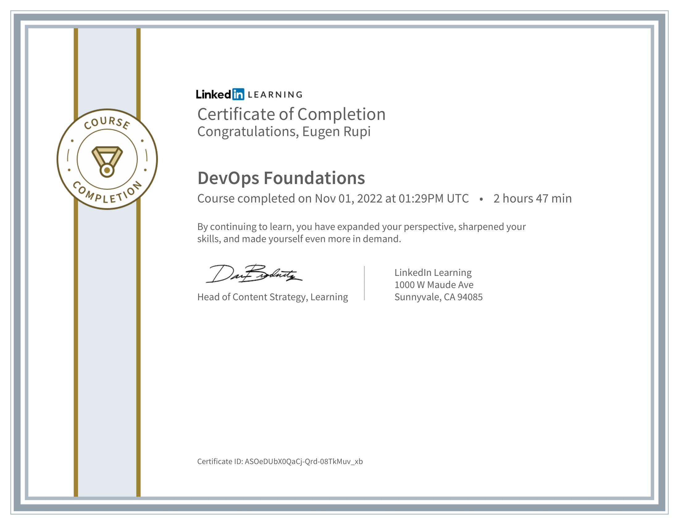 DevOps Foundations LinkedIn Certificate